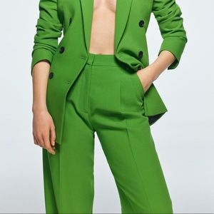 Zara Mid-Rise Trousers in Apple Green